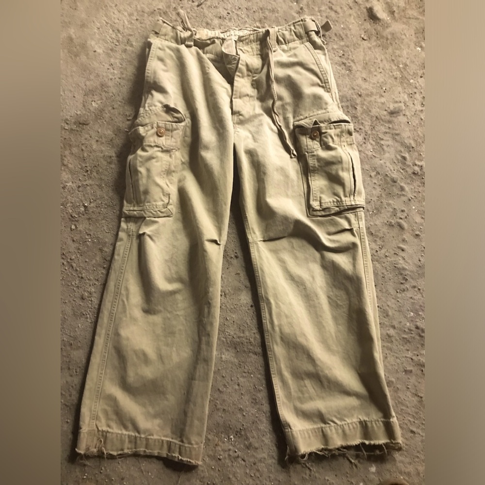 Tan Cargo Pants with Relaxed Fit and Cropped Length